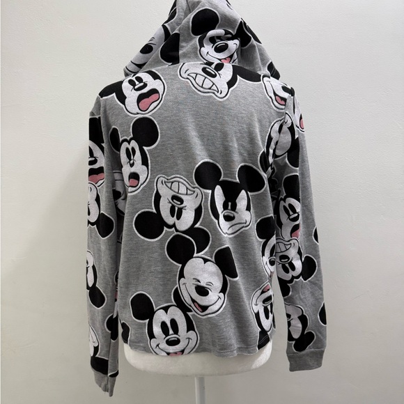 Disney Mickey Mouse Allover Graphic Hoodie Slightly Cropped Junior Size L EUC - Picture 4 of 7